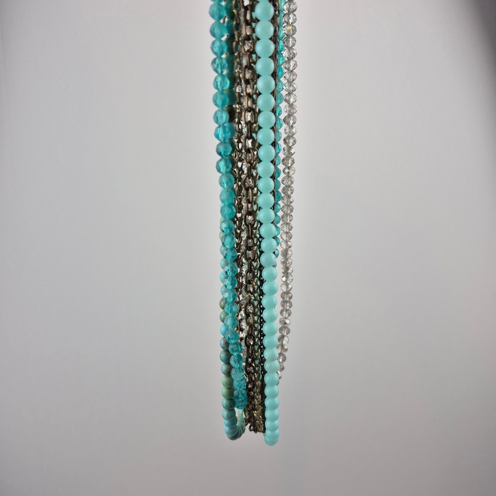 Ann Taylor Loft 20" Multi-Strand‎ Beaded Necklace Beachy Blue Coastal Vibes Boho - Picture 9 of 12